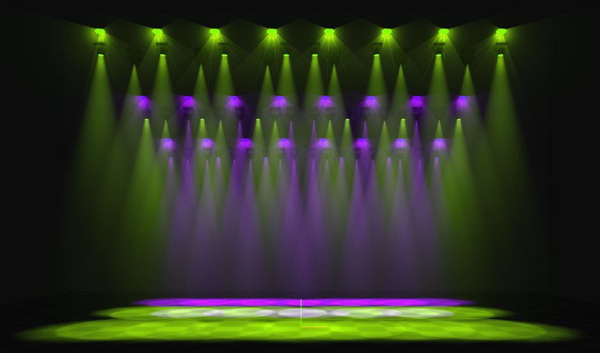 Iluminación en un escenario durante un espectáculo.